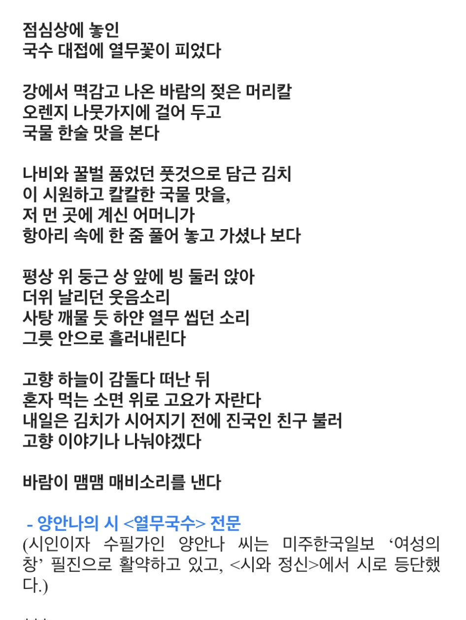 강신옥 안나 열무국수